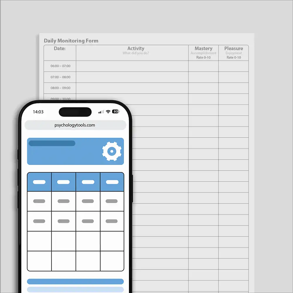 Psychology Tools resource: Daily Monitoring Form CBT Worksheet
