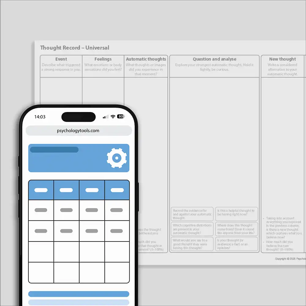 Psychology Tools resource: Thought Record – Universal