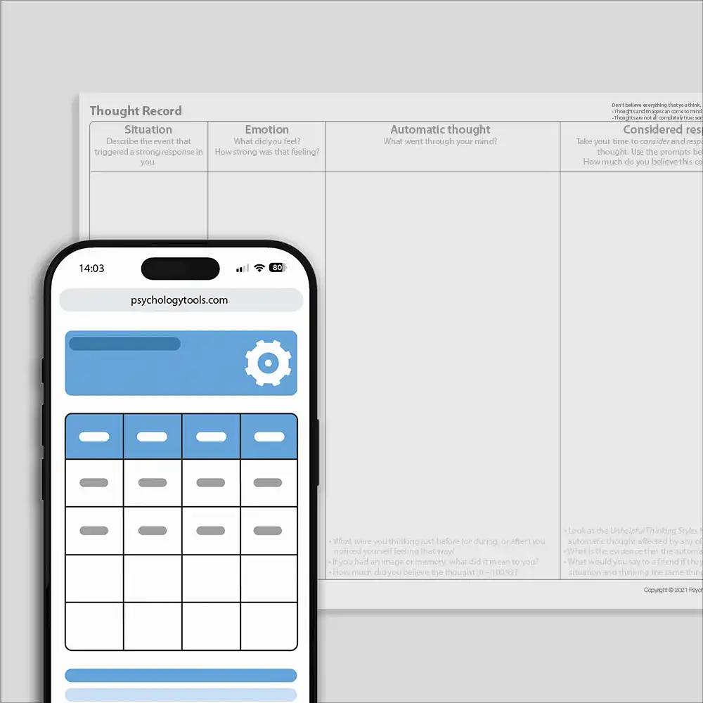 Psychology Tools resource: Thought Record (Considered Response)