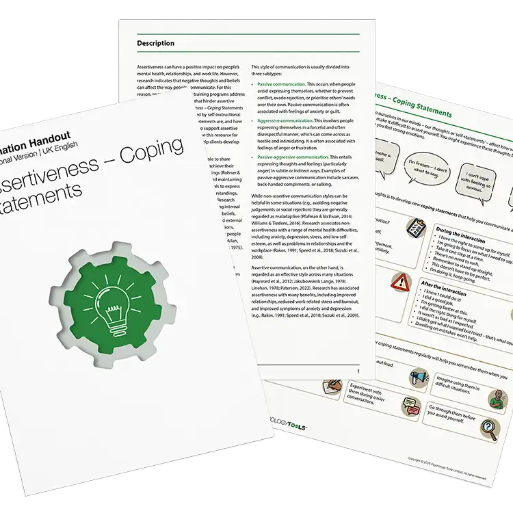 Psychology Tools Resource: Assertiveness – Coping Statements