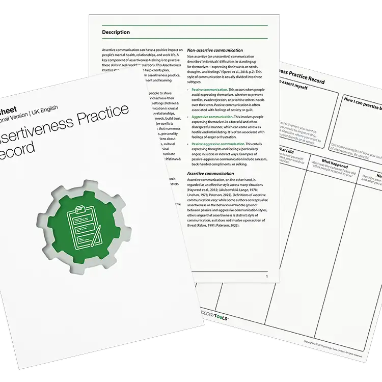Psychology Tools Resource: Assertiveness Practice Record