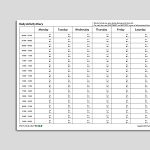 CBT Daily Activity Diary With Enjoyment And Mastery Ratings