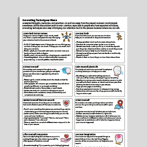 Grounding Techniques Menu
